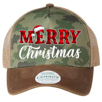 Merry Christmas Buffalo Plaid Red Santa Hat Xmas Pajamas Legacy Tie Dye Trucker Hat