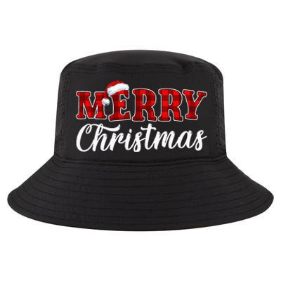 Merry Christmas Buffalo Plaid Red Santa Hat Xmas Pajamas Cool Comfort Performance Bucket Hat