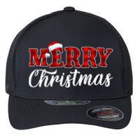 Merry Christmas Buffalo Plaid Red Santa Hat Xmas Pajamas Flexfit Unipanel Trucker Cap