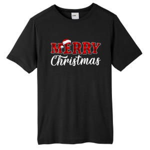 Merry Christmas Buffalo Plaid Red Santa Hat Xmas Pajamas Tall Fusion ChromaSoft Performance T-Shirt