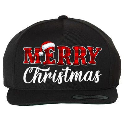 Merry Christmas Buffalo Plaid Red Santa Hat Xmas Pajamas Wool Snapback Cap