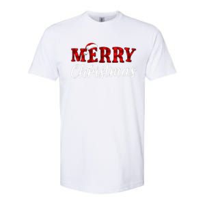 Merry Christmas Buffalo Plaid Red Santa Hat Xmas Pajamas Softstyle CVC T-Shirt