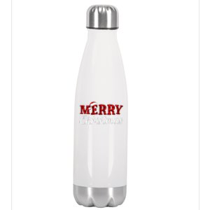 Merry Christmas Buffalo Plaid Red Santa Hat Xmas Pajamas Stainless Steel Insulated Water Bottle