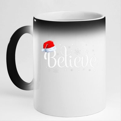 Merry Christmas Believe in Santa Claus Family Pajamas  11oz Black Color Changing Mug