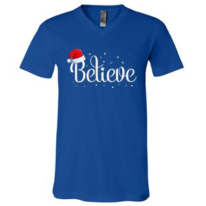 Merry Christmas Believe in Santa Claus Family Pajamas  V-Neck T-Shirt