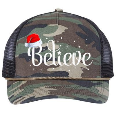 Merry Christmas Believe in Santa Claus Family Pajamas  Retro Rope Trucker Hat Cap