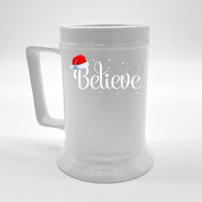 Merry Christmas Believe in Santa Claus Family Pajamas  Beer Stein