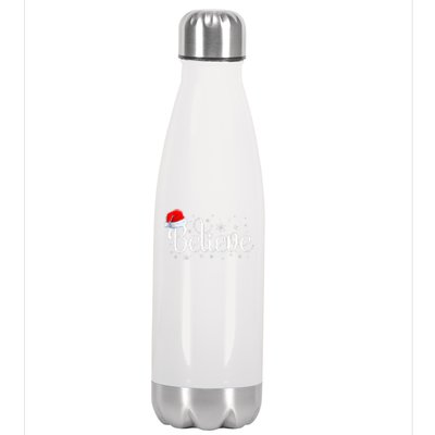 Merry Christmas Believe in Santa Claus Family Pajamas  Stainless Steel Insulated Water Bottle