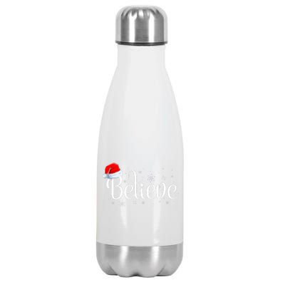 Merry Christmas Believe in Santa Claus Family Pajamas  Stainless Steel Insulated Water Bottle