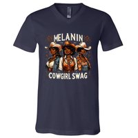 Melanin Cowgirls Black History African Melanin Cowgirl Swag V-Neck T-Shirt