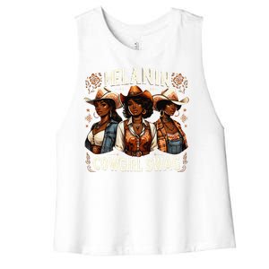 Melanin Cowgirls Black History African Melanin Cowgirl Swag Women's Racerback Cropped Tank