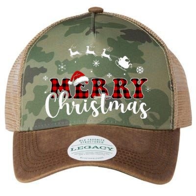 Merry Christmas Buffalo Plaid Red Santa Hat Xmas Pajamas  Legacy Tie Dye Trucker Hat