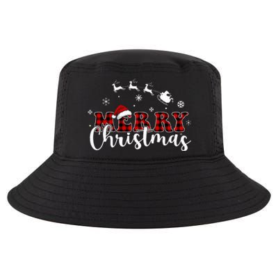 Merry Christmas Buffalo Plaid Red Santa Hat Xmas Pajamas  Cool Comfort Performance Bucket Hat