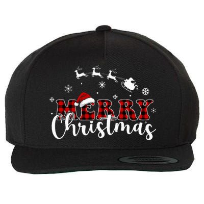 Merry Christmas Buffalo Plaid Red Santa Hat Xmas Pajamas  Wool Snapback Cap