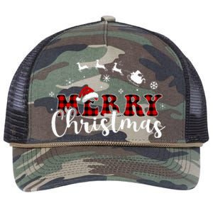 Merry Christmas Buffalo Plaid Red Santa Hat Xmas Pajamas  Retro Rope Trucker Hat Cap