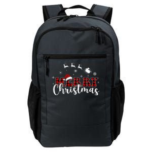 Merry Christmas Buffalo Plaid Red Santa Hat Xmas Pajamas  Daily Commute Backpack