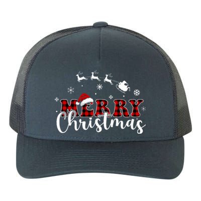 Merry Christmas Buffalo Plaid Red Santa Hat Xmas Pajamas  Yupoong Adult 5-Panel Trucker Hat