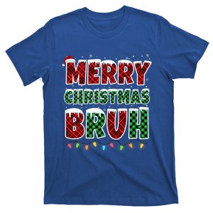 Merry Christmas Bruh Red Green Plaid Xmas Lights Funny Ns Gift T-Shirt