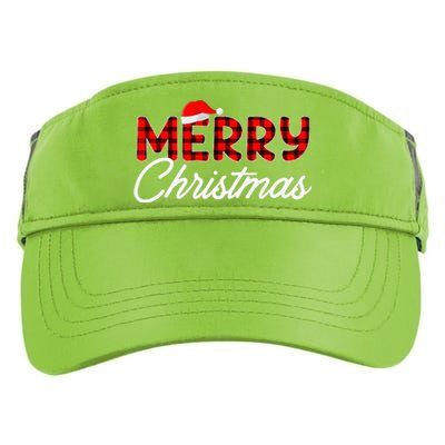 Merry Christmas Buffalo Plaid Red Santa Hat Xmas Pajamas  Adult Drive Performance Visor