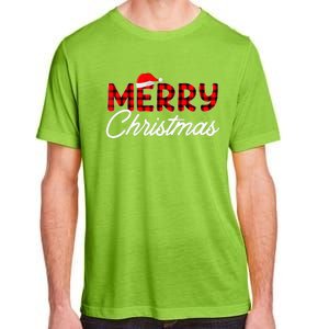 Merry Christmas Buffalo Plaid Red Santa Hat Xmas Pajamas  Adult ChromaSoft Performance T-Shirt