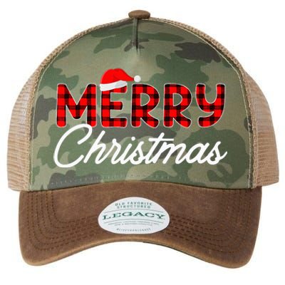 Merry Christmas Buffalo Plaid Red Santa Hat Xmas Pajamas  Legacy Tie Dye Trucker Hat