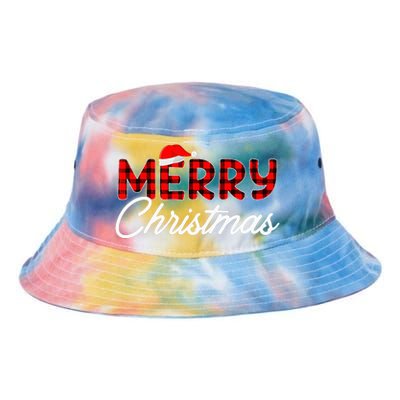 Merry Christmas Buffalo Plaid Red Santa Hat Xmas Pajamas  Tie Dye Newport Bucket Hat