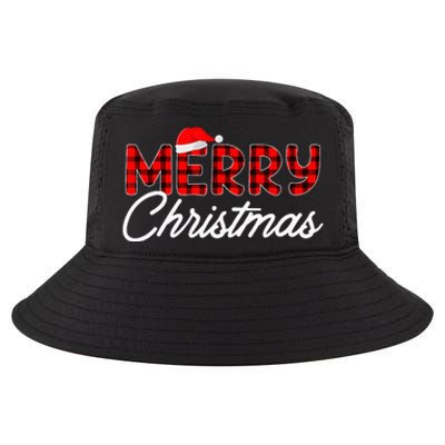 Merry Christmas Buffalo Plaid Red Santa Hat Xmas Pajamas  Cool Comfort Performance Bucket Hat