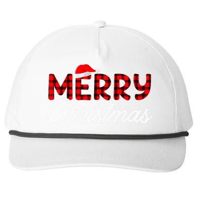 Merry Christmas Buffalo Plaid Red Santa Hat Xmas Pajamas  Snapback Five-Panel Rope Hat