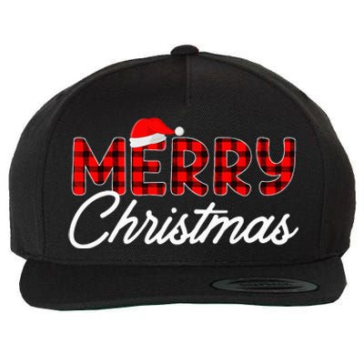 Merry Christmas Buffalo Plaid Red Santa Hat Xmas Pajamas  Wool Snapback Cap