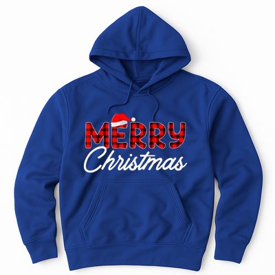 Merry Christmas Buffalo Plaid Red Santa Hat Xmas Pajamas  Hoodie