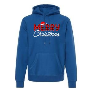 Merry Christmas Buffalo Plaid Red Santa Hat Xmas Pajamas  Premium Hoodie