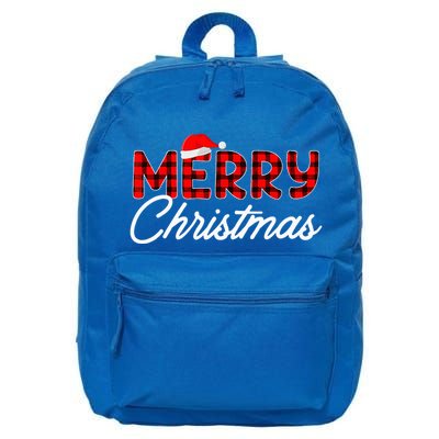 Merry Christmas Buffalo Plaid Red Santa Hat Xmas Pajamas  16 in Basic Backpack