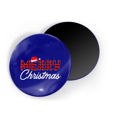 Merry Christmas Buffalo Plaid Red Santa Hat Xmas Pajamas  Magnet