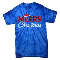 Merry Christmas Buffalo Plaid Red Santa Hat Xmas Pajamas  Tie-Dye T-Shirt