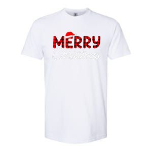 Merry Christmas Buffalo Plaid Red Santa Hat Xmas Pajamas  Softstyle CVC T-Shirt