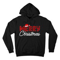 Merry Christmas Buffalo Plaid Red Santa Hat Pajama Hoodie