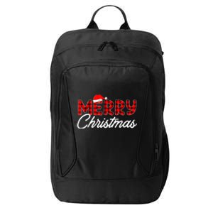 Merry Christmas Buffalo Plaid Red Santa Hat Pajama City Backpack