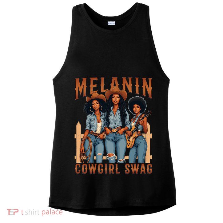 Melanin Cowgirls Black History Month African Melanin Pride Ladies PosiCharge Tri-Blend Wicking Tank