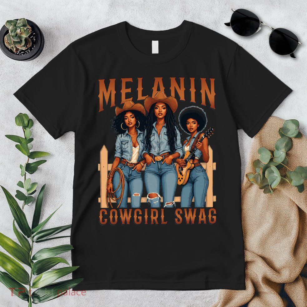 Melanin Cowgirls Black History Month African Melanin Pride Premium T-Shirt