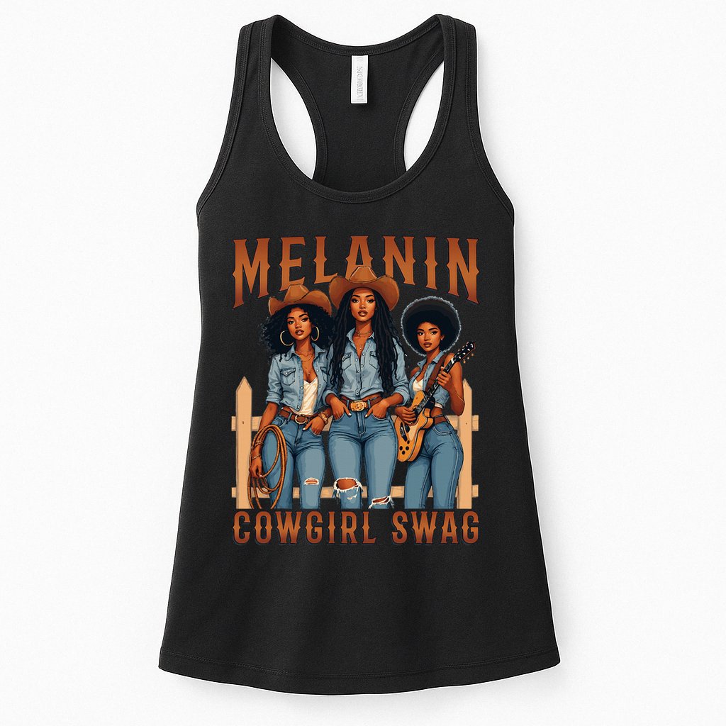 Melanin Cowgirls Black History Month African Melanin Pride Womens Tank Top