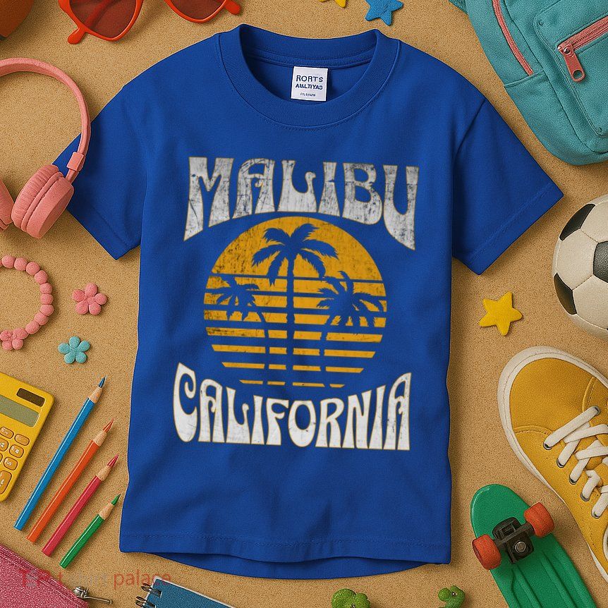 Malibu California Beach Summer Vacation Vintage Gift Kids T-Shirt