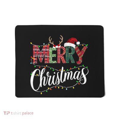 Merry Christmas Buffalo Black And White Plaid Mousepad