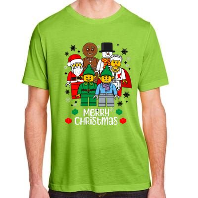 Merry Christmas Building Bricks Santa Elf Snowman Figures Adult ChromaSoft Performance T-Shirt