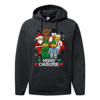 Merry Christmas Building Bricks Santa Elf Snowman Figures Performance Fleece Hoodie