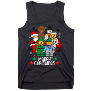 Merry Christmas Building Bricks Santa Elf Snowman Figures Tank Top