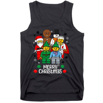 Merry Christmas Building Bricks Santa Elf Snowman Figures Tank Top