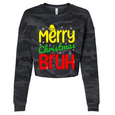 Merry Christmas Bruh Xmas Santa Claus Snow Flakes Boy Cropped Pullover Crew