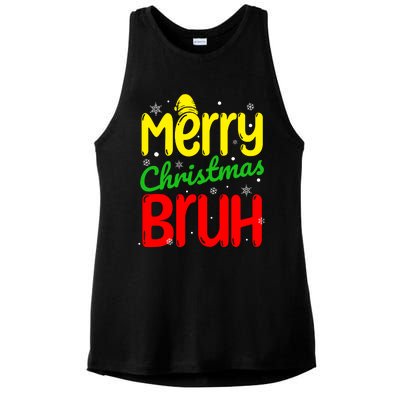 Merry Christmas Bruh Xmas Santa Claus Snow Flakes Boy Ladies PosiCharge Tri-Blend Wicking Tank