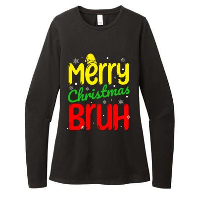 Merry Christmas Bruh Xmas Santa Claus Snow Flakes Boy Womens CVC Long Sleeve Shirt