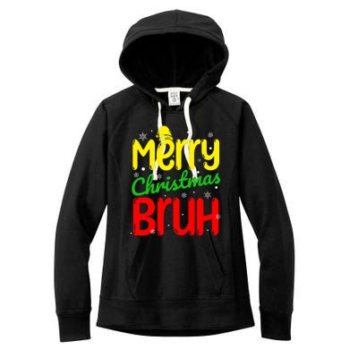 Merry Christmas Bruh Xmas Santa Claus Snow Flakes Boy Women's Fleece Hoodie